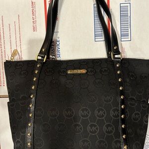 Michael Kors Black Fabric Stud Tote
